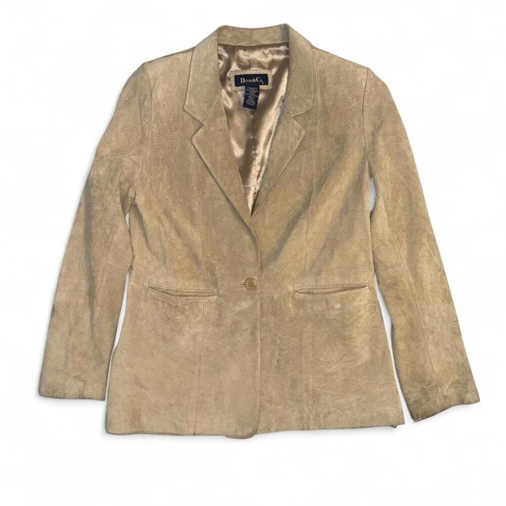 vtg 80s 90s western preppy academia suede leather blazer - Picture 2 of 4